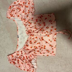 Floral Crop Top with Puff Sleeves